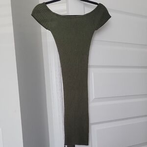 Love Universe Olive Green Ribbed Knit Dress Size S